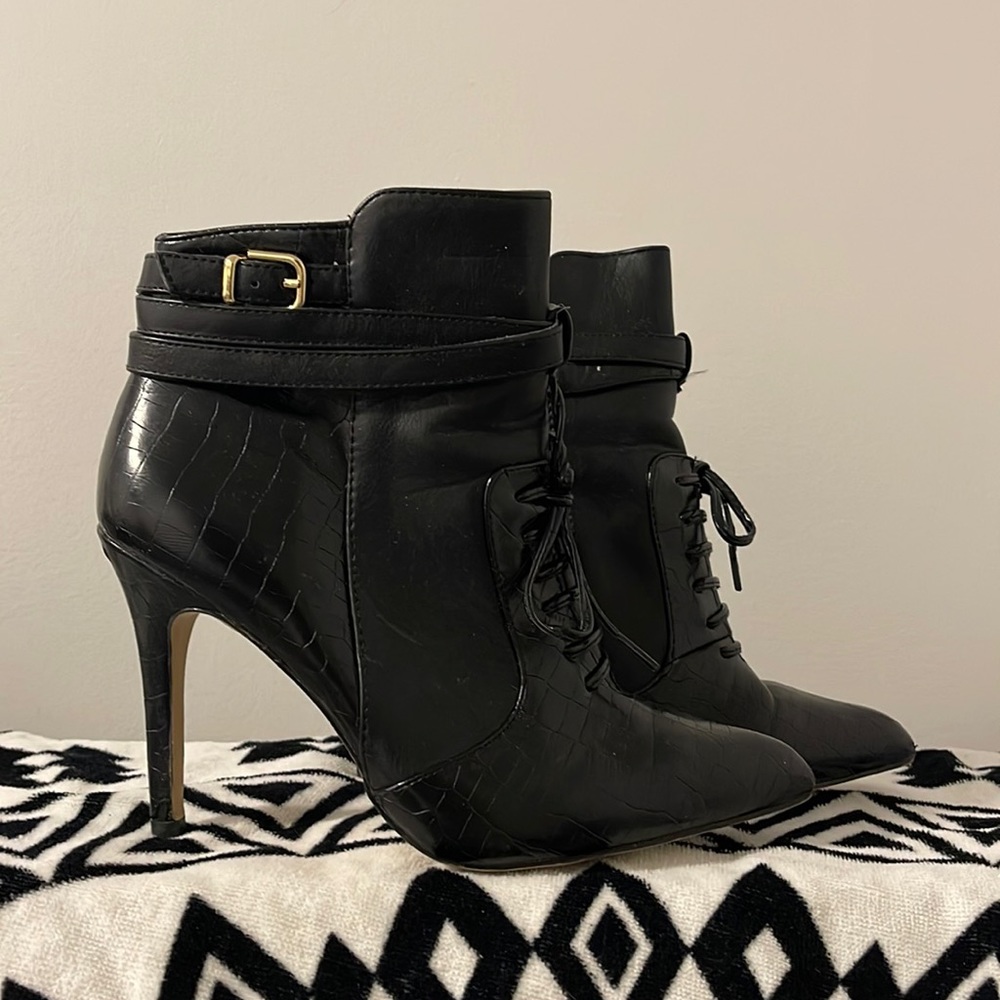 Altuzarra x Target special collab embossed heeled lace up booties